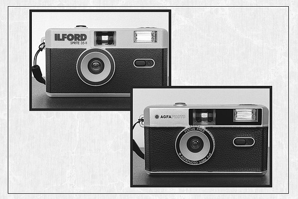 The AgfaPhoto and Ilford Sprite II reusable 35mm Film Cameras
